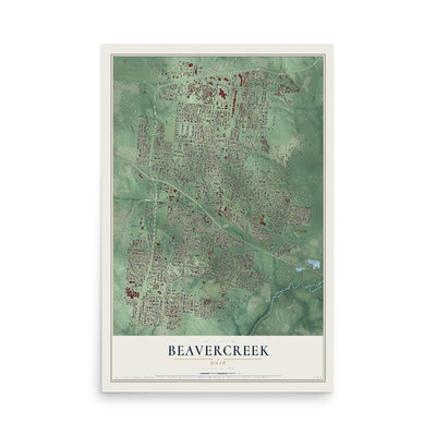 Map of Beavercreek, Ohio, 12 x 18 inch unframed archival matte print