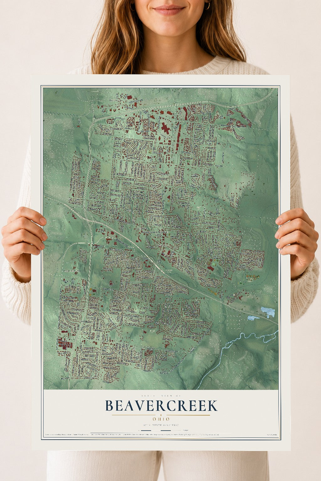 Map of Beavercreek, Ohio, 18 x 24 inch unframed archival matte print