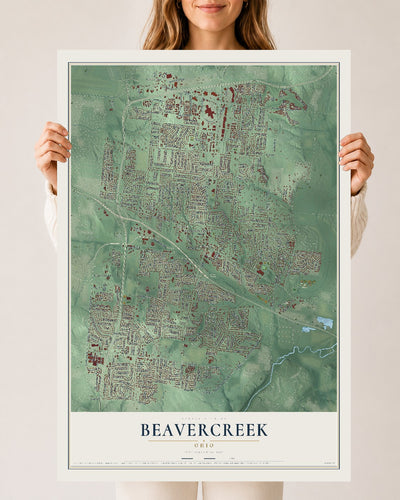 Map of Beavercreek, Ohio, 24 x 36 inch unframed archival matte print