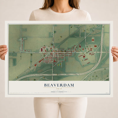 Map of Beaverdam, Ohio, 18 x 24 inch unframed archival matte print