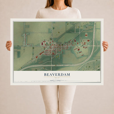 Map of Beaverdam, Ohio, 24 x 36 inch unframed archival matte print