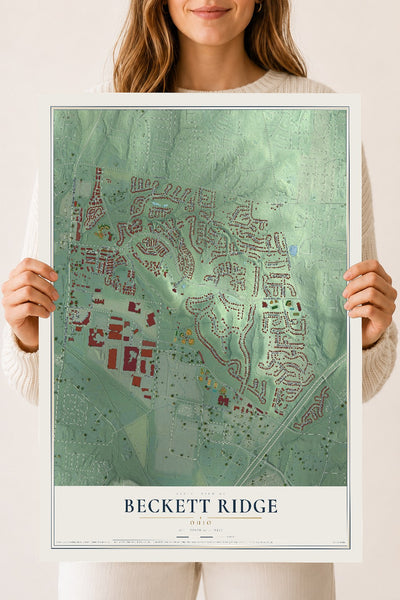 Map of Beckett Ridge, Ohio, 18 x 24 inch unframed archival matte print