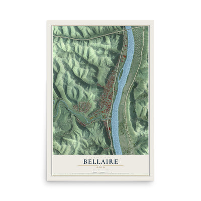 Map of Bellaire, Ohio, 12 x 18 inch unframed archival matte print