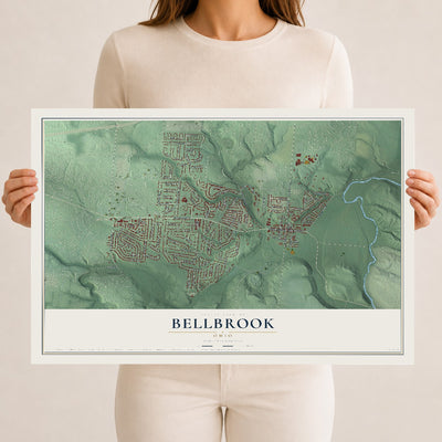 Map of Bellbrook, Ohio, 12 x 18 inch unframed archival matte print