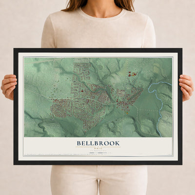 Map of Bellbrook, Ohio, 12 x 18 inch print in a black wood frame
