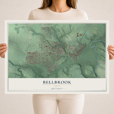 Map of Bellbrook, Ohio, 18 x 24 inch unframed archival matte print