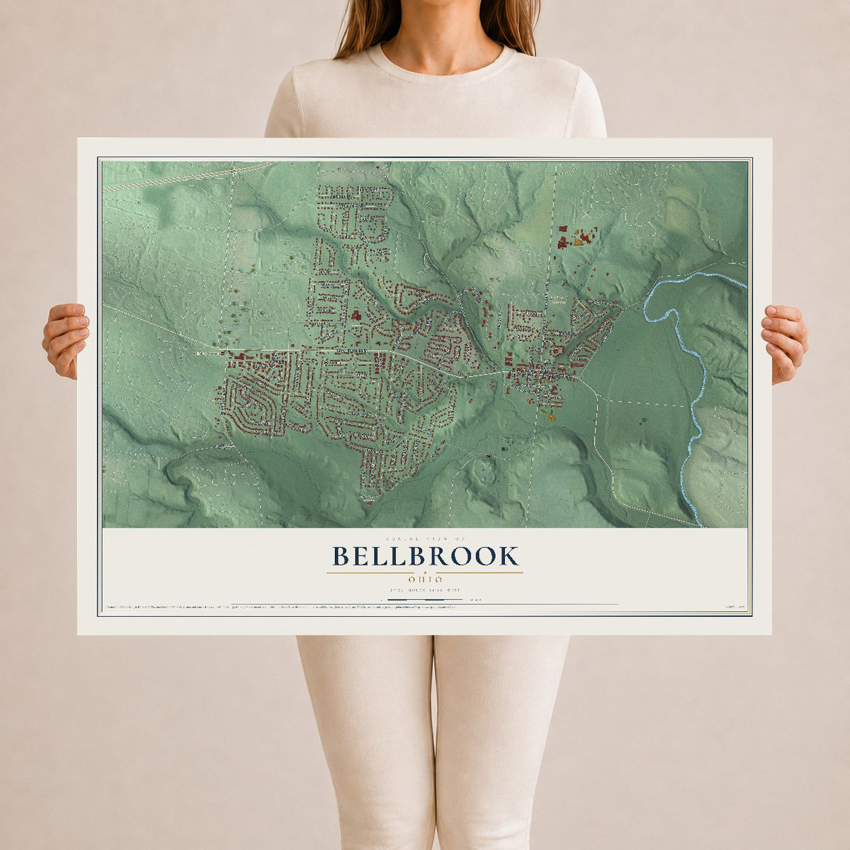 Map of Bellbrook, Ohio, 24 x 36 inch unframed archival matte print