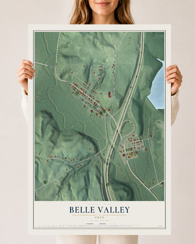 Map of Belle Valley, Ohio, 24 x 36 inch unframed archival matte print