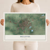 Map of Bellevue, Ohio, 12 x 18 inch unframed archival matte print