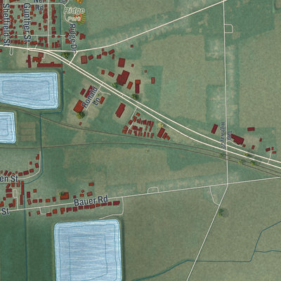 Second close-up of the map of Bellevue, Ohio print showing more streets and buildings