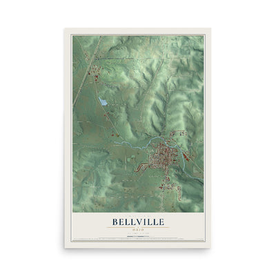 Map of Bellville, Ohio, 12 x 18 inch unframed archival matte print