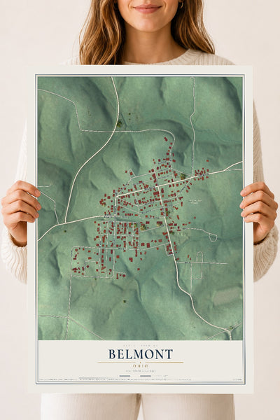 Map of Belmont, Ohio, 18 x 24 inch unframed archival matte print