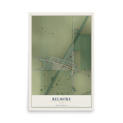 Map of Belmore, Ohio, 12 x 18 inch unframed archival matte print