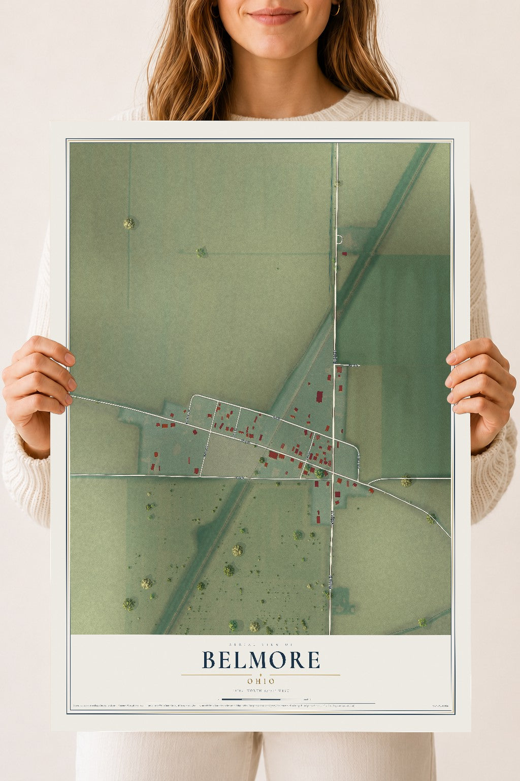 Map of Belmore, Ohio, 18 x 24 inch unframed archival matte print