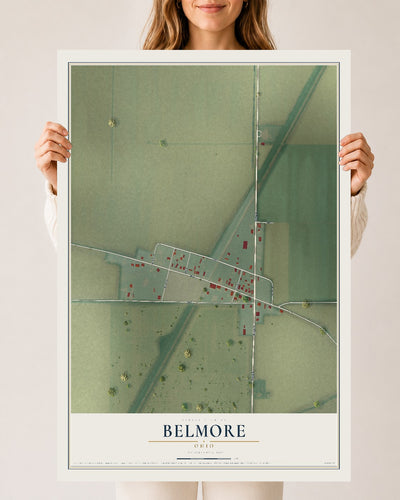 Map of Belmore, Ohio, 24 x 36 inch unframed archival matte print
