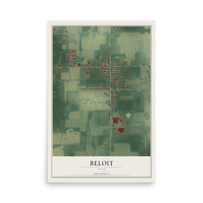 Map of Beloit, Ohio, 12 x 18 inch unframed archival matte print