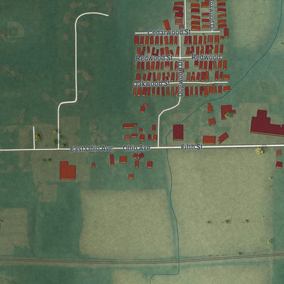 Second close-up of the map of Beloit, Ohio print showing more streets and buildings