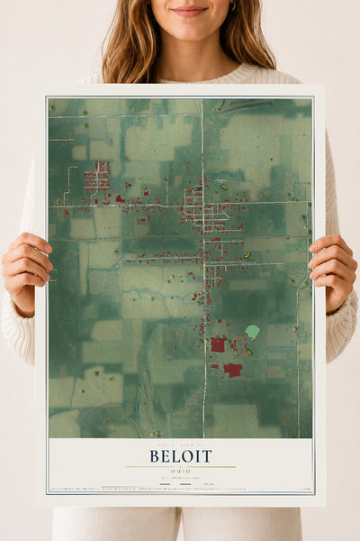 Map of Beloit, Ohio, 18 x 24 inch unframed archival matte print