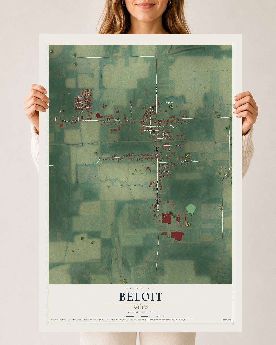 Map of Beloit, Ohio, 24 x 36 inch unframed archival matte print