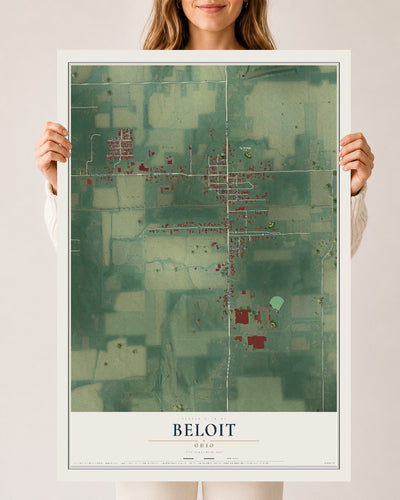 Map of Beloit, Ohio, 24 x 36 inch unframed archival matte print