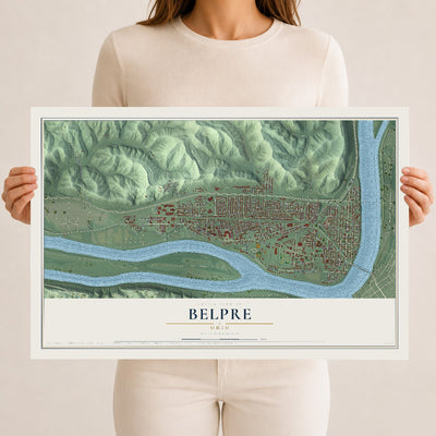 Map of Belpre, Ohio, 12 x 18 inch unframed archival matte print