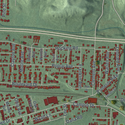 Second close-up of the map of Belpre, Ohio print showing more streets and buildings