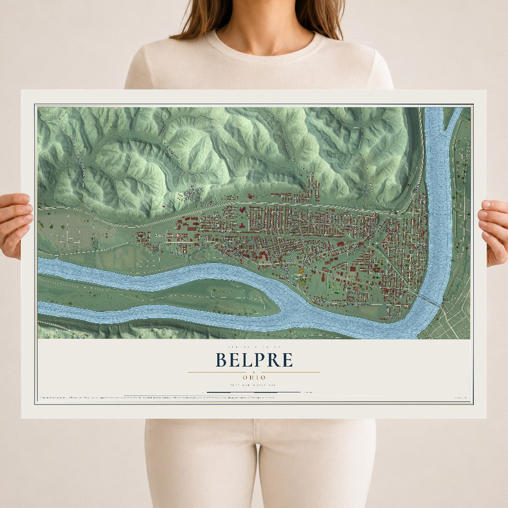 Map of Belpre, Ohio, 18 x 24 inch unframed archival matte print