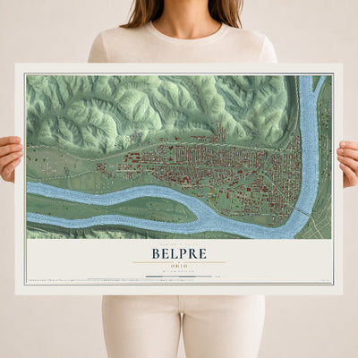 Map of Belpre, Ohio, 18 x 24 inch unframed archival matte print