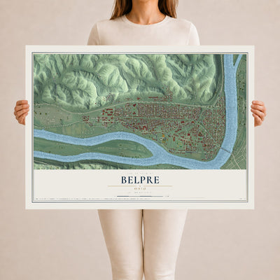 Map of Belpre, Ohio, 24 x 36 inch unframed archival matte print