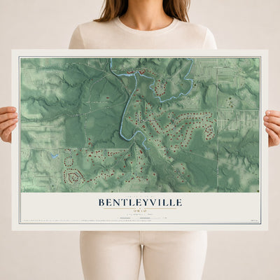 Map of Bentleyville, Ohio, 18 x 24 inch unframed archival matte print