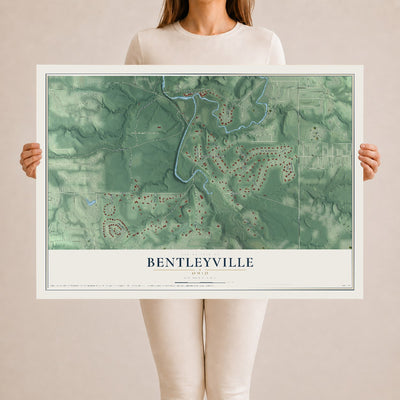 Map of Bentleyville, Ohio, 24 x 36 inch unframed archival matte print