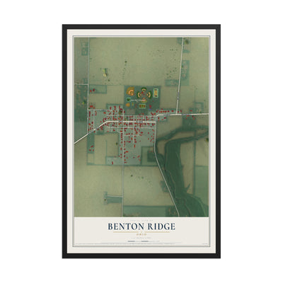Map of Benton Ridge, Ohio, 12 x 18 inch print in a black wood frame