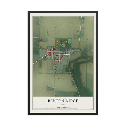 Map of Benton Ridge, Ohio, 12 x 18 inch print in a black wood frame