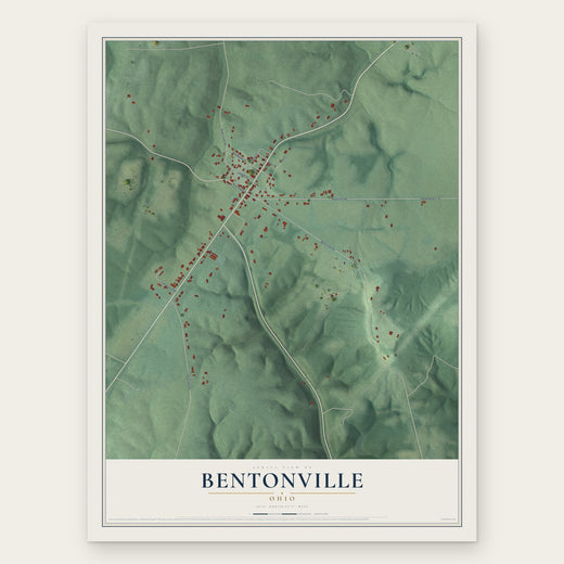 Bentonville, Ohio map print, the full design