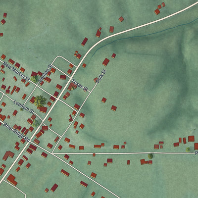 Close-up of the map of Bentonville, Ohio print showing street and building detail
