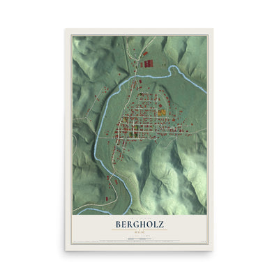Map of Bergholz, Ohio, 12 x 18 inch unframed archival matte print