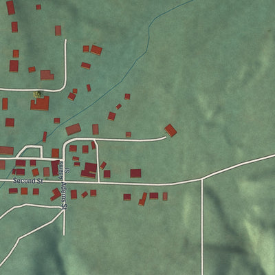 Second close-up of the map of Bergholz, Ohio print showing more streets and buildings
