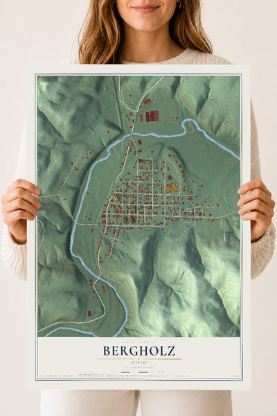 Map of Bergholz, Ohio, 18 x 24 inch unframed archival matte print