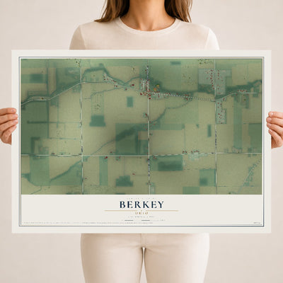 Map of Berkey, Ohio, 18 x 24 inch unframed archival matte print
