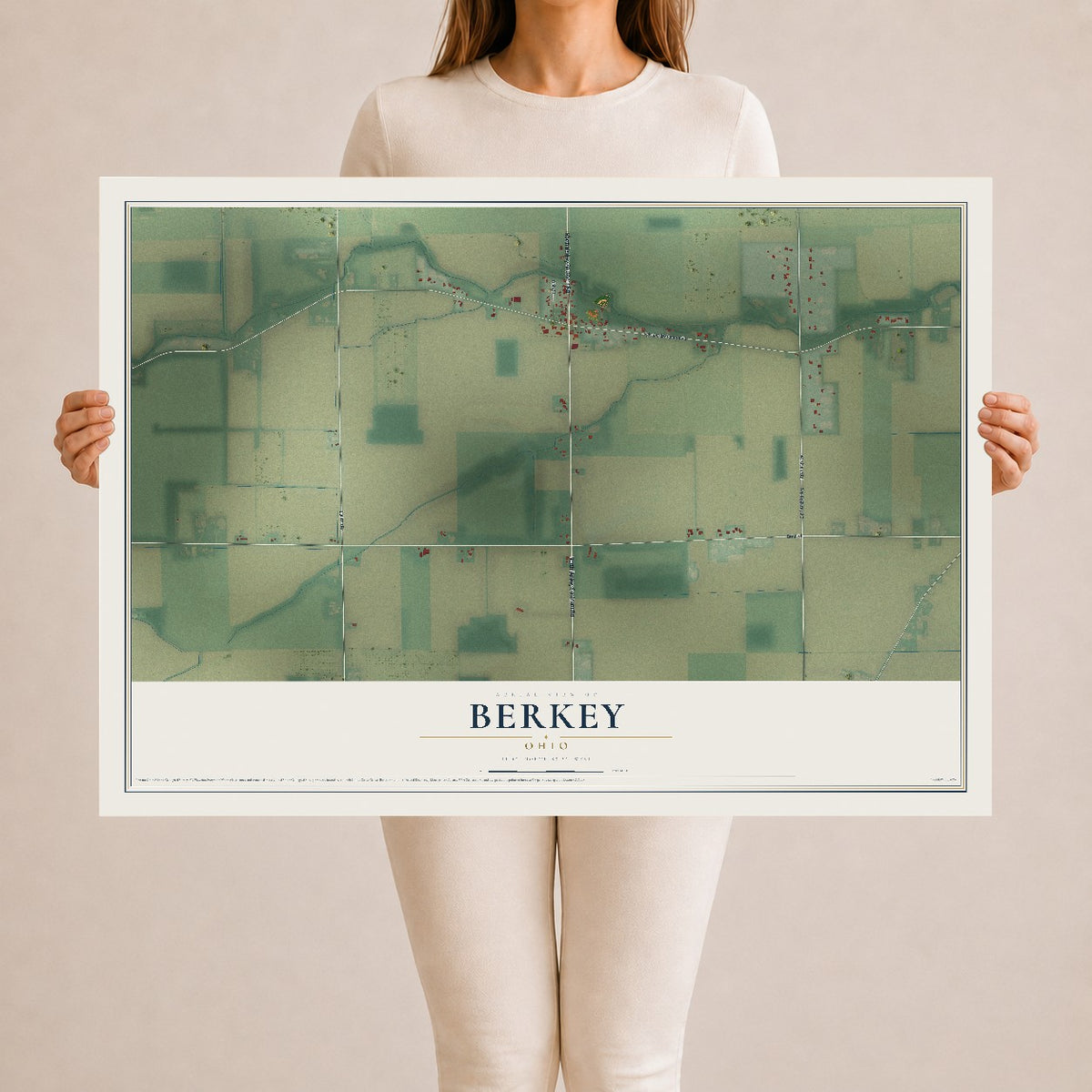 Map of Berkey, Ohio, 24 x 36 inch unframed archival matte print