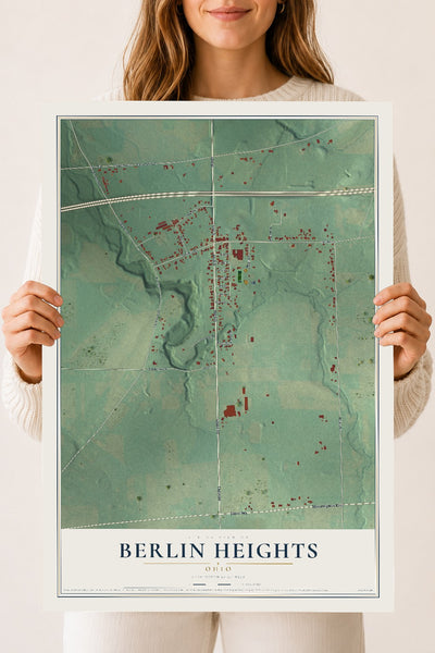 Map of Berlin Heights, Ohio, 18 x 24 inch unframed archival matte print