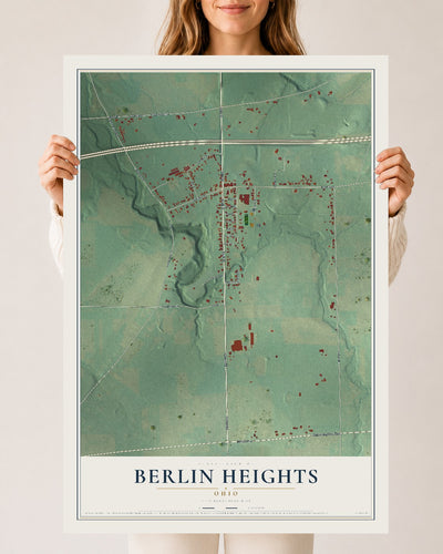 Map of Berlin Heights, Ohio, 24 x 36 inch unframed archival matte print