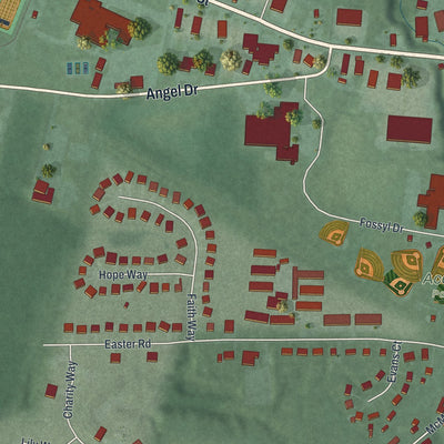Second close-up of the map of Bethel, Ohio print showing more streets and buildings