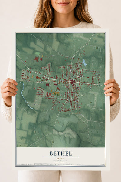 Map of Bethel, Ohio, 18 x 24 inch unframed archival matte print