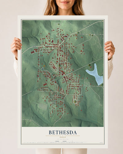 Map of Bethesda, Ohio, 24 x 36 inch unframed archival matte print