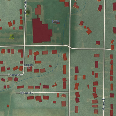 Second close-up of the map of Bettsville, Ohio print showing more streets and buildings