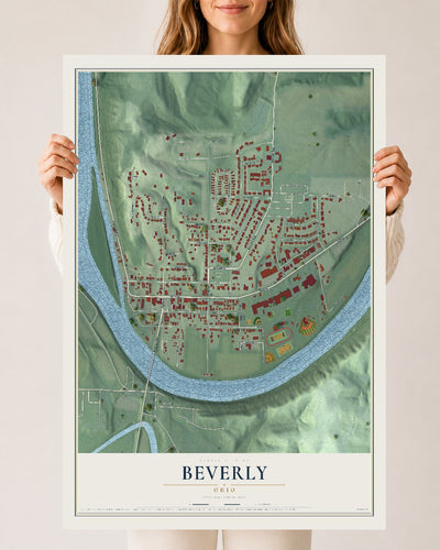 Map of Beverly, Ohio, 24 x 36 inch unframed archival matte print