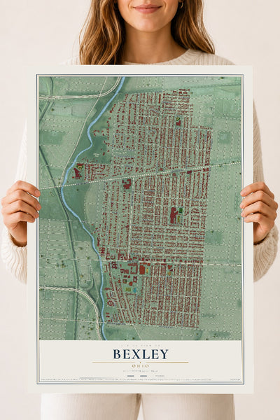 Map of Bexley, Ohio, 18 x 24 inch unframed archival matte print