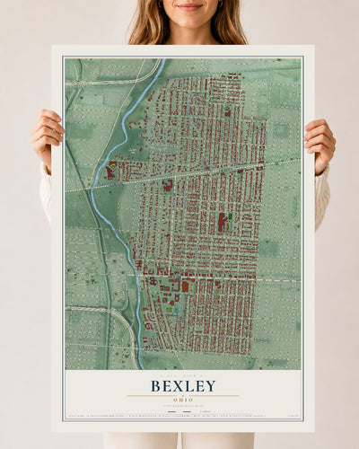 Map of Bexley, Ohio, 24 x 36 inch unframed archival matte print