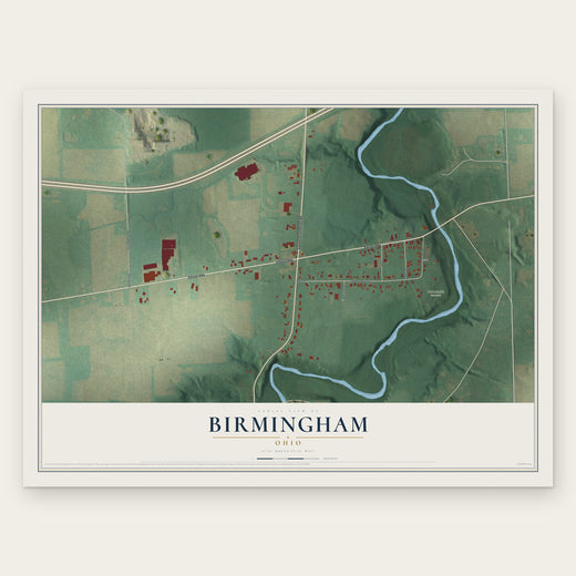 Birmingham, Ohio map print, the full design